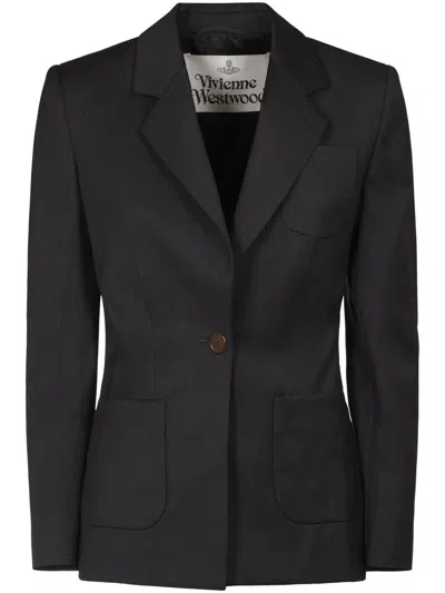 VIVIENNE WESTWOOD TAILORED BLACK BLAZER WITH NOTCHED LAPEL