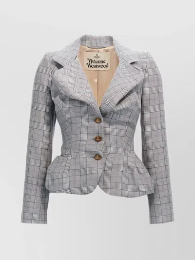 VIVIENNE WESTWOOD TAILORED CHECKERED BLAZER PEPLUM HEM