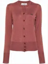 Vivienne Westwood Tailored Red Wool-silk Blend Cardigan With Embroidered Emblem In Red