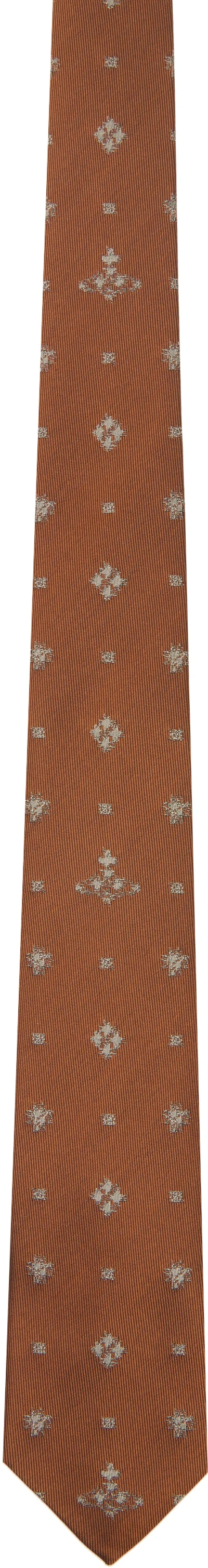 Vivienne Westwood Tan 7cm Silk Tie In Brown
