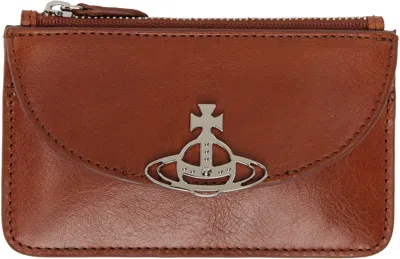 Vivienne Westwood Tan Half Moon Card Holder In Brown