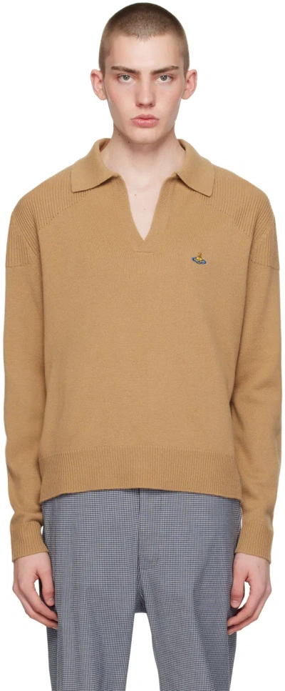 Vivienne Westwood Tan Rib Polo In Ss24-c407