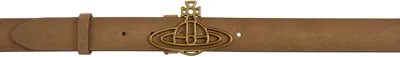 Vivienne Westwood Tan Thin Line Orb Belt In Ss25-c406