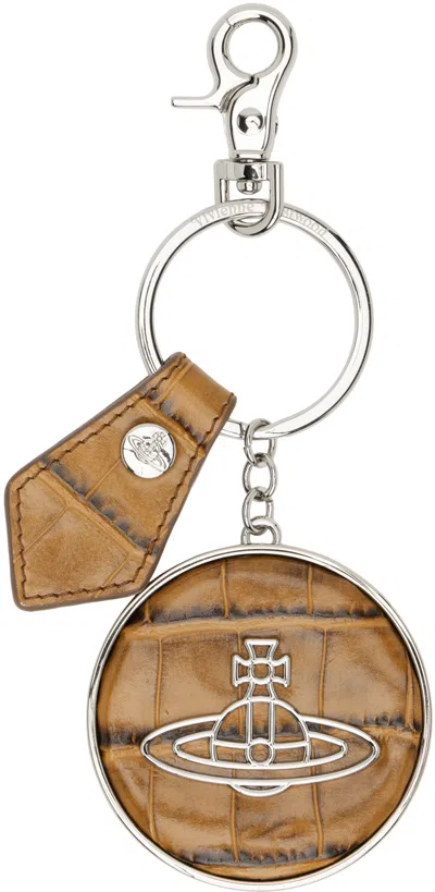Vivienne Westwood Tan Thin Line Orb Keychain In D401 Tan