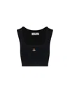 Vivienne Westwood Black Top With Embroidered Logo In Black