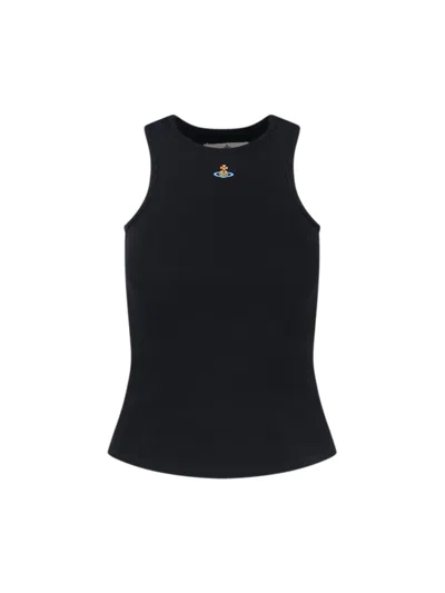 Vivienne Westwood Fitted Black Sleeveless Top With High Neckline