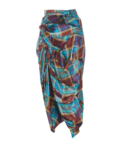 VIVIENNE WESTWOOD VIVIENNE WESTWOOD TARTAN ASYMMETRIC MIDI SKIRT