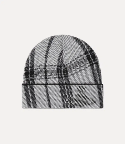 Vivienne Westwood Tartan Beanie Bi Tartan Black Os-u Unisex In Gray