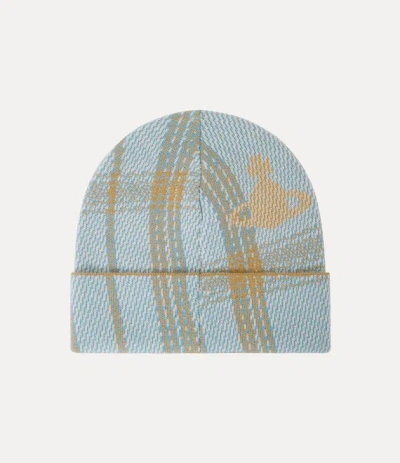 Vivienne Westwood Tartan Beanie Bi Tartan Light Blue Os-u Unisex