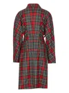 Vivienne Westwood Tartan Belted Coat In Gray