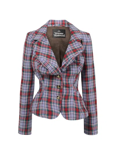 Vivienne Westwood Tartan Button Jacket In Multi