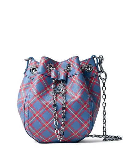 Vivienne Westwood Tartan-check Bucket Bag In Blue