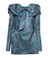 Vivienne Westwood Tartan-check Off-shoulder Minidress In Blue