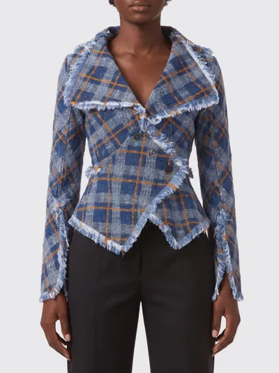 Vivienne Westwood Tartan Cotton Denim Blazer In Multi