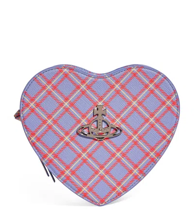 Vivienne Westwood Mens Blue/orange Tartan Louise Heart Mini Checked Coated-canvas Cross-body Bag
