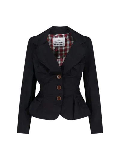 Vivienne Westwood Tailored Black Jacket With Notched Lapel And Flared Hem