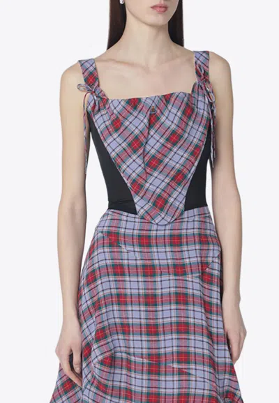 Vivienne Westwood Tartan-pattern Linen Corset Top In Multi