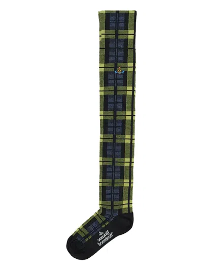 Vivienne Westwood Tartan-pattern Orb-patch Socks In Multi