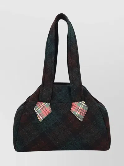 Vivienne Westwood Tartan Pattern Rectangular Shoulder Bag In Black