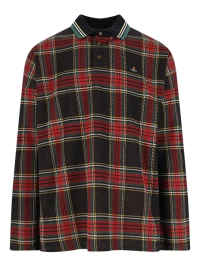 VIVIENNE WESTWOOD TARTAN-PLAID POLO SHIRT