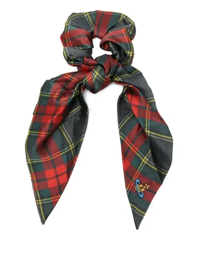 VIVIENNE WESTWOOD TARTAN-PLAID SILK SCRUNCHIE