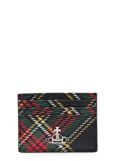 Vivienne Westwood Tartan-print Faux Saffiano Leather Card Holder In Multi