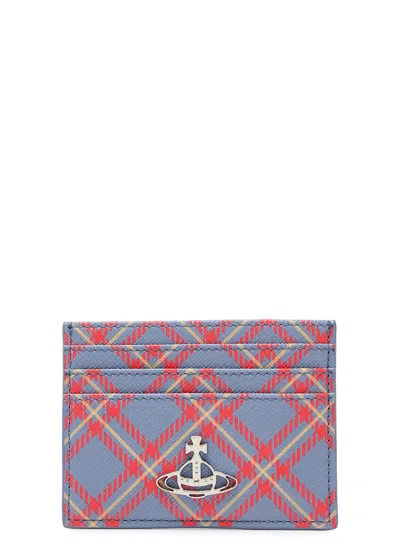 Vivienne Westwood Tartan-print Leather Card Holder In Multi