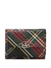 Vivienne Westwood Leather Wallet With Printed Design And Flap In Green