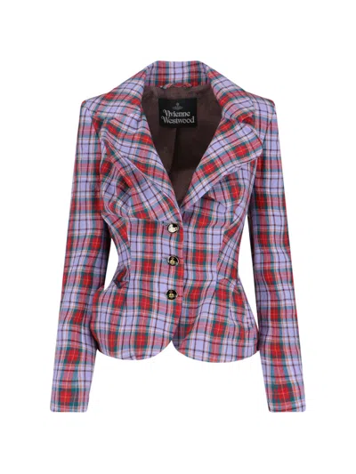Vivienne Westwood Plaid Jacket Fitted Silhouette Button Detailing In Multi