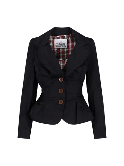 Vivienne Westwood Tailored Black Jacket With Notched Lapel And Flared Hem