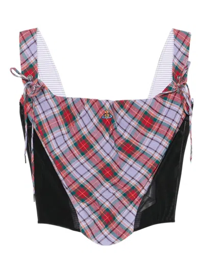 Vivienne Westwood Tartan Tie Corset In Multi