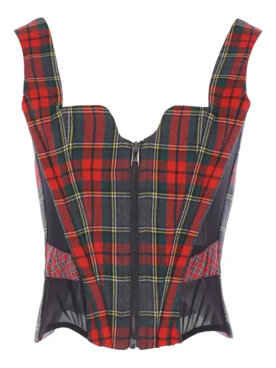 VIVIENNE WESTWOOD TARTAN ZIP-FRONT TOP