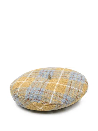Vivienne Westwood Tartan-check Wool Beret In Yellow
