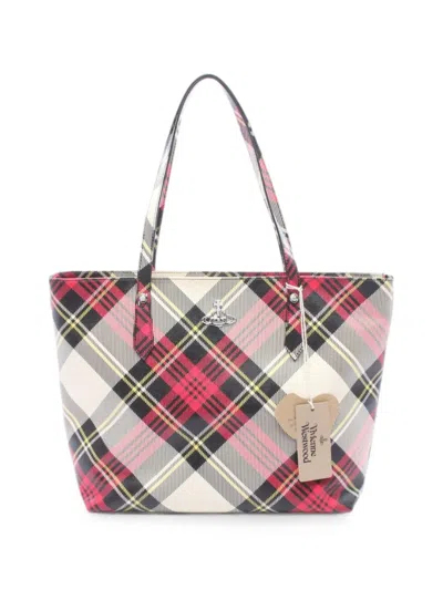Pre-owned Vivienne Westwood Tartan-pattern Tote Bag In Pink
