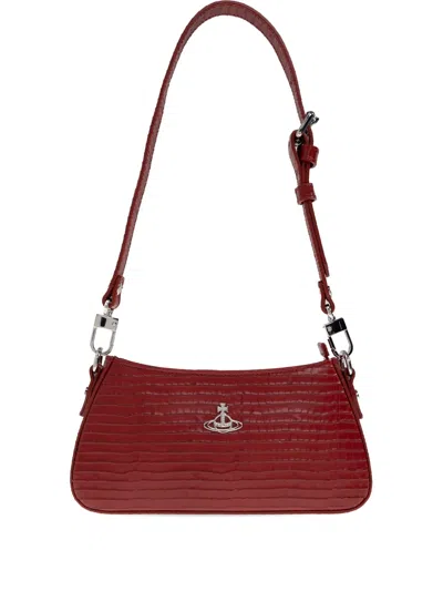 Vivienne Westwood Tasha Crocodile-effect Shoulder Bag In Red