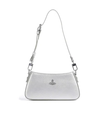 Vivienne Westwood Tasha Grain Shoulder Bag Imitation Leather Silver