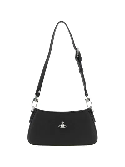 Vivienne Westwood Tasha Shoulder Phone Bag Faux Leather Black-3d-orb