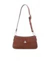 Vivienne Westwood Rectangular Suede Shoulder Bag With Adjustable Strap In Brown