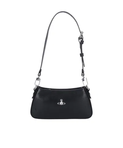Vivienne Westwood Tasha Shoulder Phone Bag Faux Leather Black-3d-orb