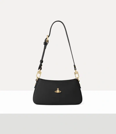 Vivienne Westwood Tasha Shoulder Phone Bag Faux Leather Black-3d-orb