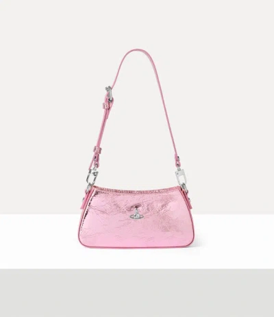 Vivienne Westwood Tasha Shoulder Phone Bag Metallic Crinkle Light-pink