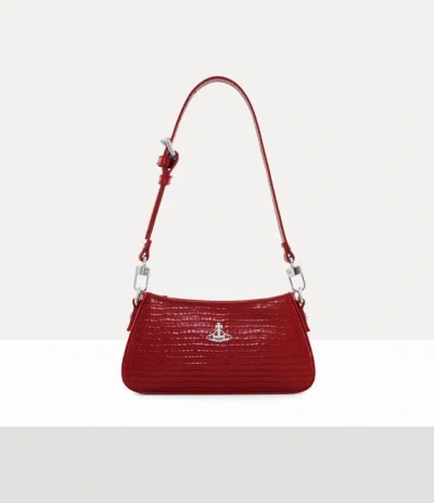 Vivienne Westwood Tasha Shoulder Phone Bag Mini Croc-embossed Red
