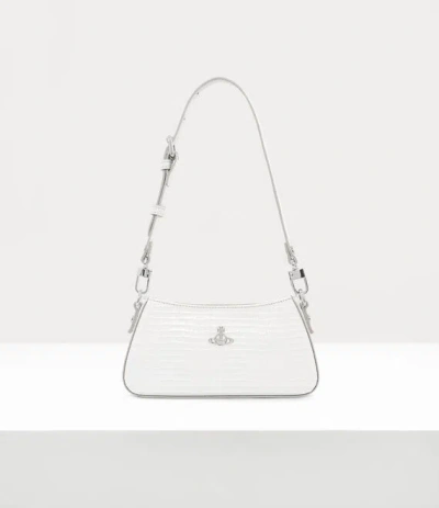 Vivienne Westwood Tasha Shoulder Phone Bag Mini Croc-embossed White