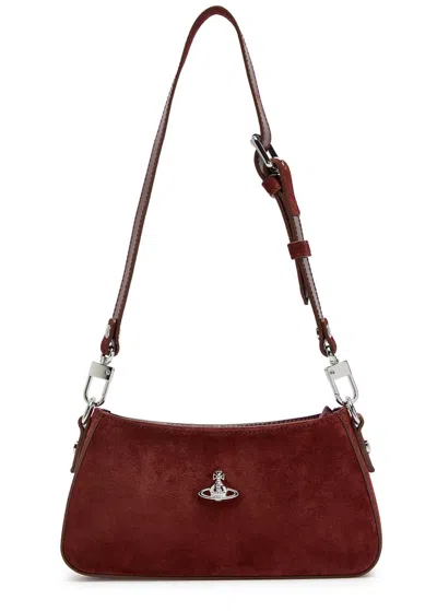 Vivienne Westwood Tasha Suede Shoulder Bag In Burgundy
