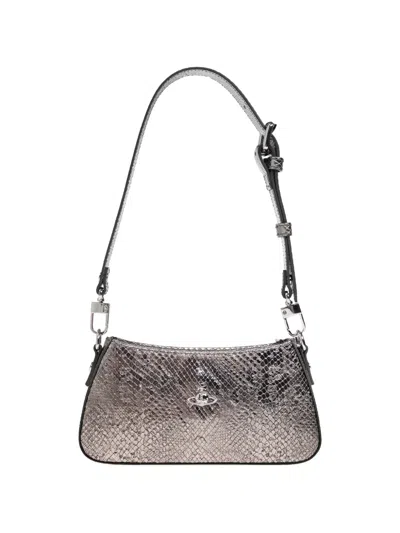 Vivienne Westwood Tasha Shoulder Phone Bag Shoulder Bags Grey In Silver