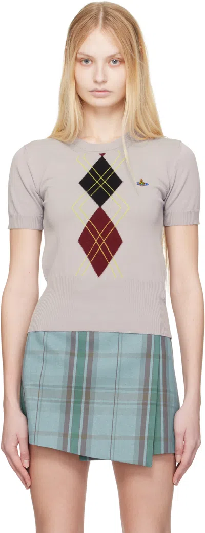 VIVIENNE WESTWOOD TAUPE ARGYLE SWEATER