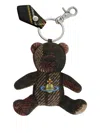 Vivienne Westwood Teddy Bear Keyring Harris Tweed Check Light-check One Size Unisex In Brown