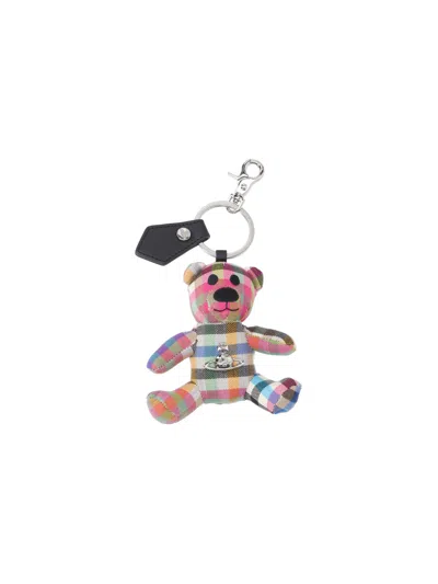 Vivienne Westwood "teddy Bear" Keyring In Metallic