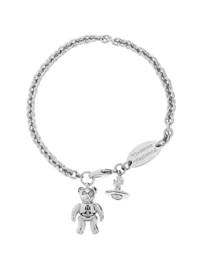 Vivienne Westwood Teddy Bear Orb Bracelet In Silver