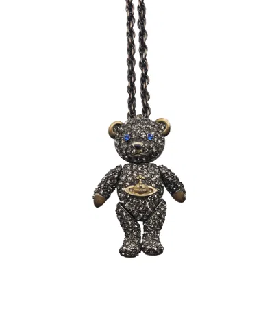 Pre-owned Vivienne Westwood Teddy Bear Orb Necklace In Silver